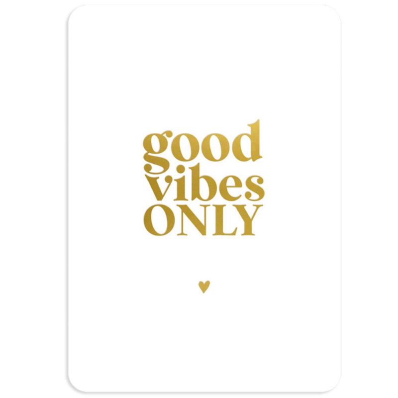 Carte décorative Good vibes only blanc et doré (10 x 15 cm) Zakuw