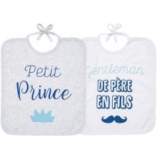 Lot de 2 bavoirs en tissu à nouer Petit Prince bleu  par Babycalin