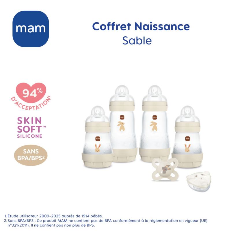 Coffret naissance Sable (4 biberons+1 sucette+1 boîte doseuse) MAM Produit 8