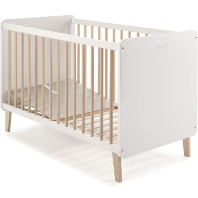 Lit bébé à barreaux Trevi blanc et bois (60 x 120 cm)