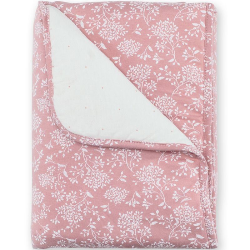 Couverture Pady réversible rose à fleurs Idyle (75 x 100 cm) Bemini