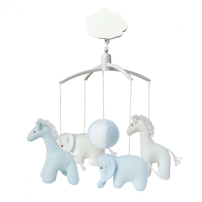 Mobile musical Girafe, éléphant bleu et blanc Trousselier