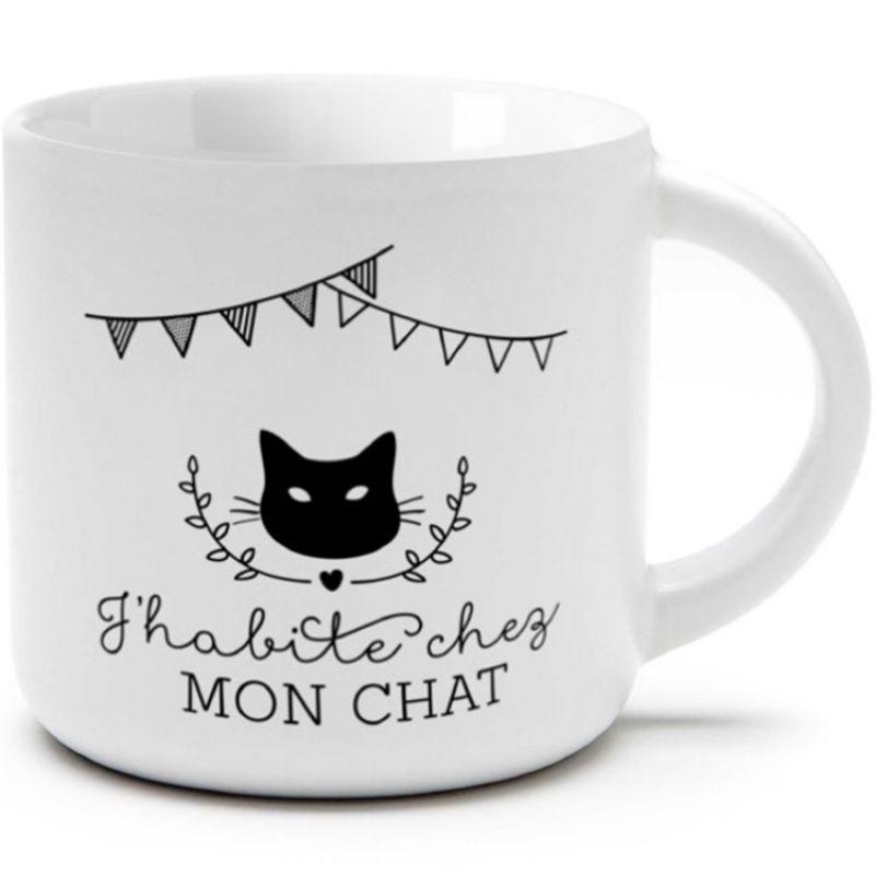 Petite tasse à café J'habite chez mon chat (250 ml) Créa Bisontine