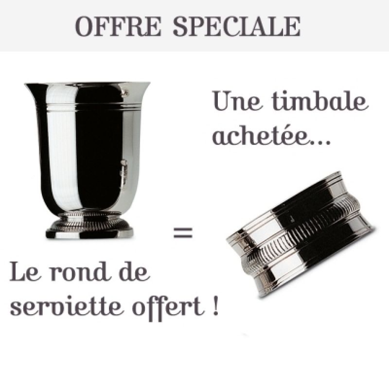 OFFRE SPECIALE : Timbale Godrons argent 925° + Rond de serviette offert Ercuis