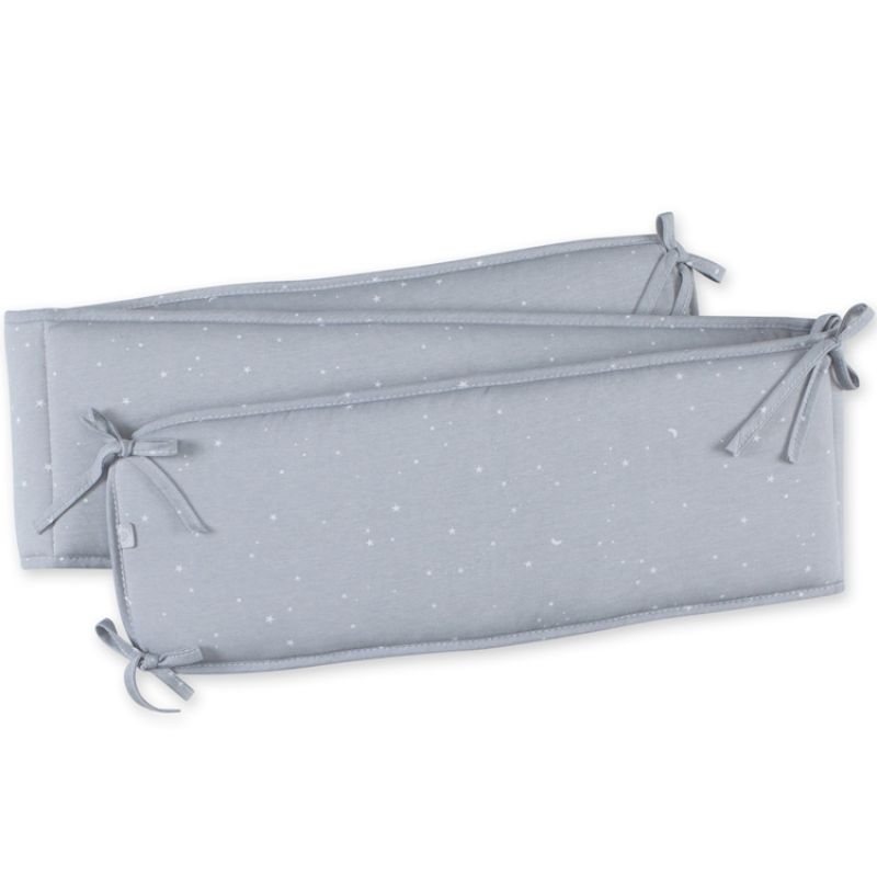 Tour de lit réversible étoiles et lunes Stary gris (pour lits 60 x 120 cm et 70 x 140 cm) Bemini