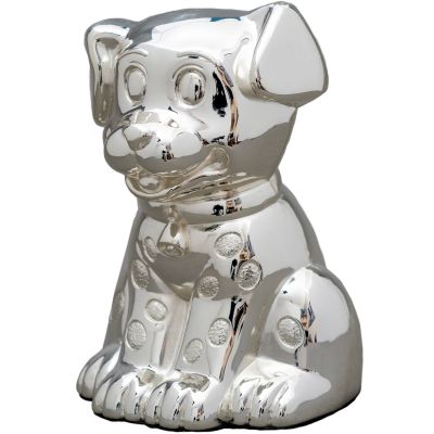 Tirelire petit chien personnalisable (métal argenté)  par Daniel Crégut
