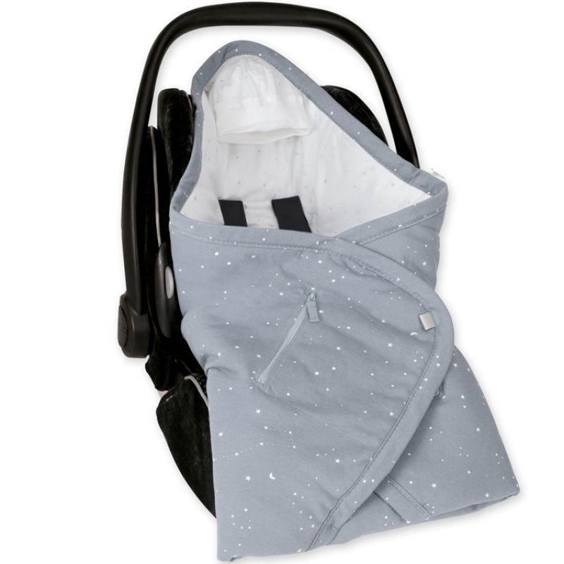 Couverture nomade avec bonnet étoiles Stary frost gris (90 x 90 cm) Bemini