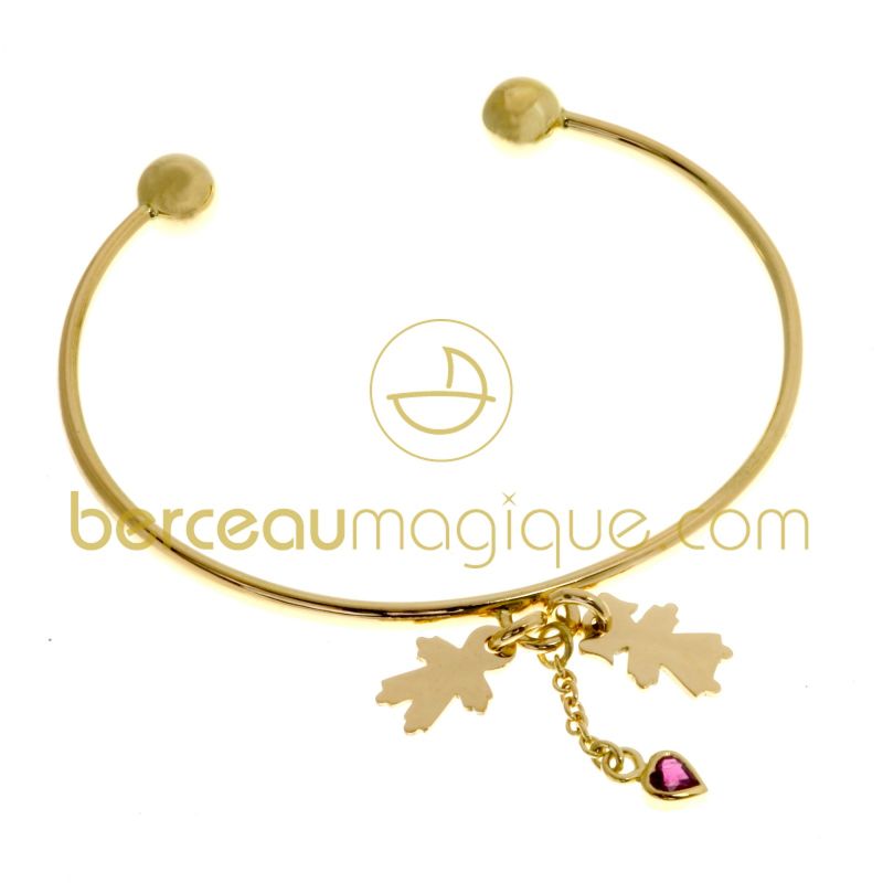 Bracelet rigide à breloque coeur de lou  Loupidou