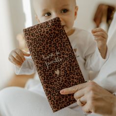 Protège livret de famille Gaze Léopard Marron (personnalisable)