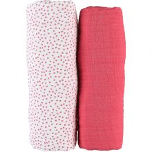 Lot de 2 draps housses coton bio Amy & Zoé chien rose (70 x 140 cm)  par Noukie's