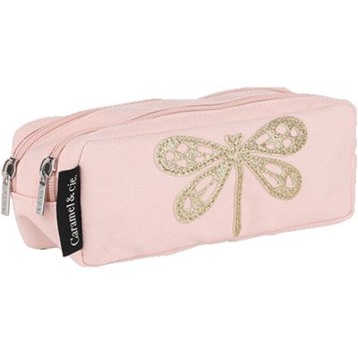 Trousse scolaire dragonfly rose