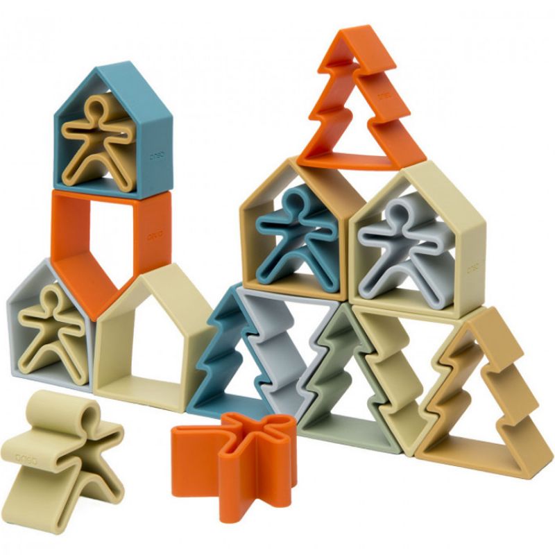 Lot de 6 personnages + 6 maisons + 6 arbres Nature Dëna