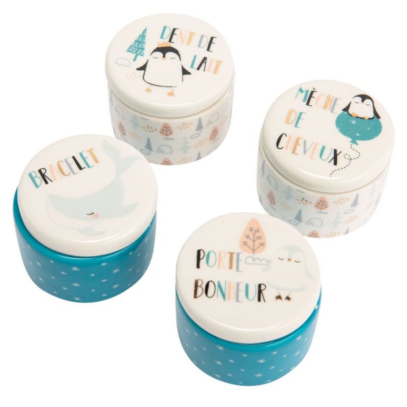 Lot de 4 boîtes à souvenirs bébé Victor Amadeus Les Petits