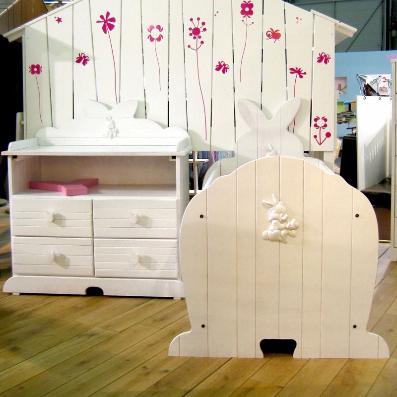 Lit bébé à barreaux Lapin 60 X 120 cm finition laqué blanc Mathy by bols