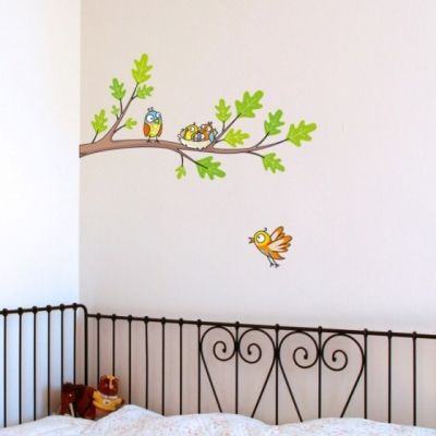 Stickers muraux Branche avec oiseaux Le nid  par Série-Golo