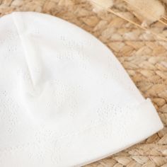 Bonnet de naissance en coton bio écru (1-3 mois)