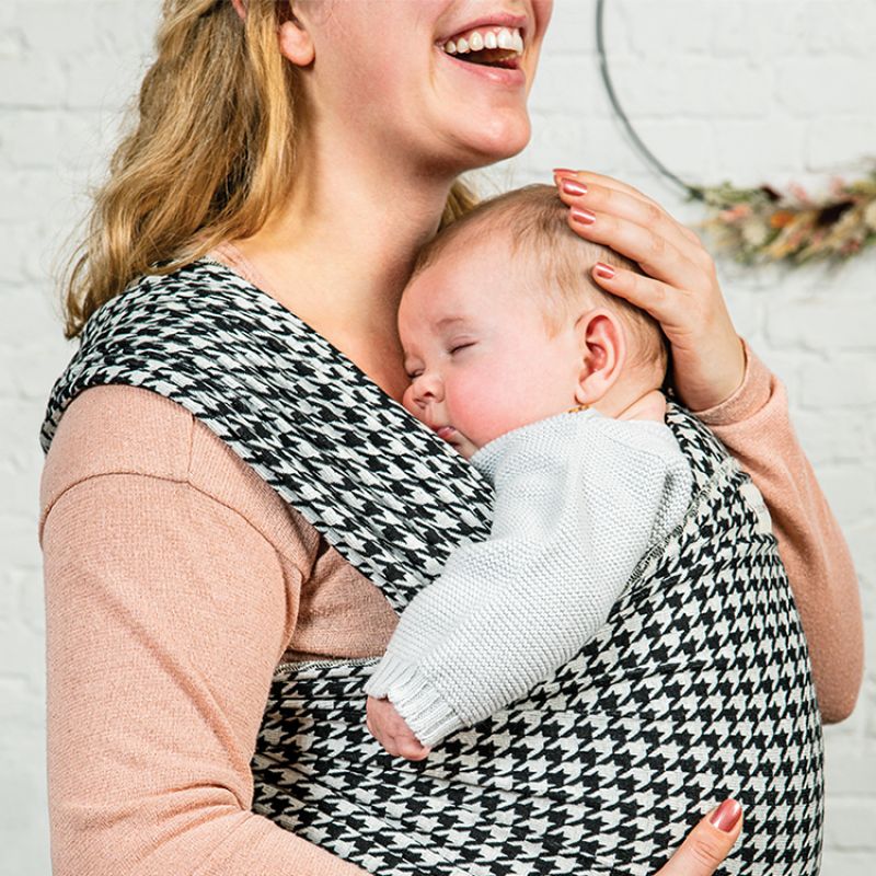 Echarpe de portage Tricot-Slen coton bio pied de poule Babylonia carriers