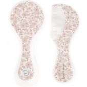 Brosse et peigne fleurs rose