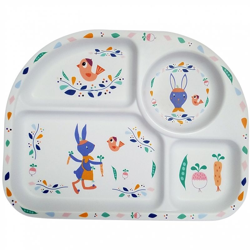 Assiette à compartiments en mélamine Gabin Lapin Ebulobo