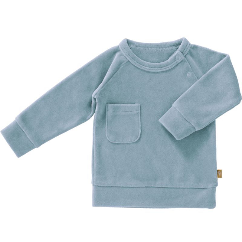 Sweat de pyjama en velours bio Blue fog (3-6 mois : 60 à 67 cm) Fresk