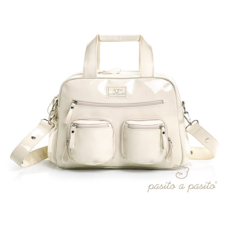 Sac à langer éco-cuir verni blanc Pasito a pasito