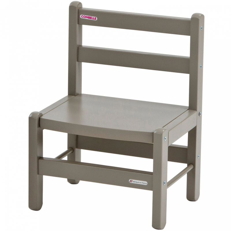 Chaise basse en bois massif Louise laqué gris clair Combelle
