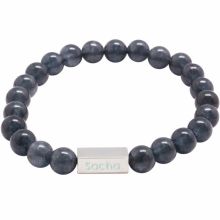 Bracelet papa perles grises personnalisable (acier)  par Petits trésors