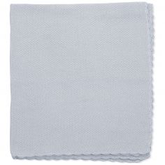 Couverture tricot bébé bleu (75 x 100 cm) - Pasito a pasito