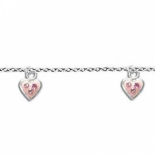 Bracelet enfant 2 coeurs roses (argent 925°)  par Daniel Crégut