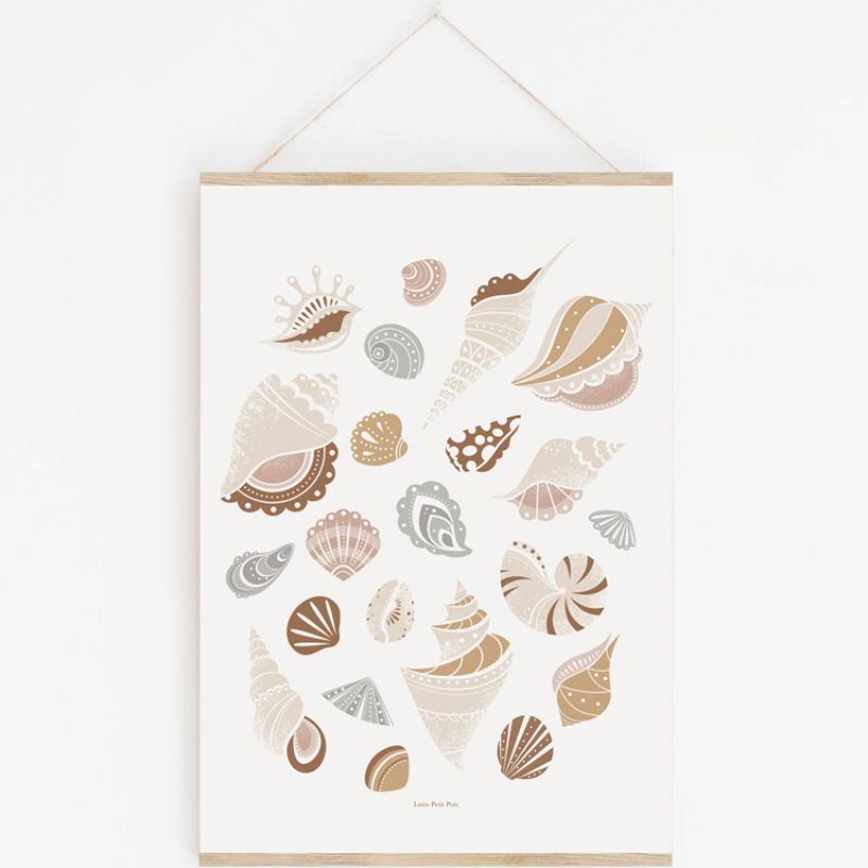 Affiche A3 Coquillages avec support Lutin Petit Pois