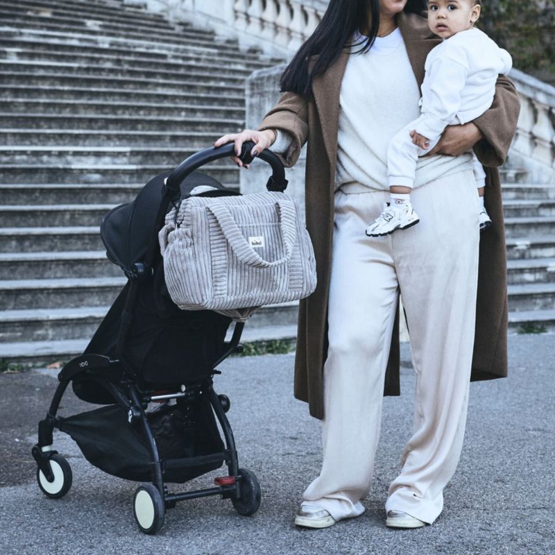 Sac à langer Middle Capsule velours Mink BEBEL Ambiance 2