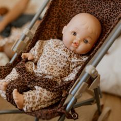 Poussette pour poupée Gaze Léopard Marron (personnalisable)