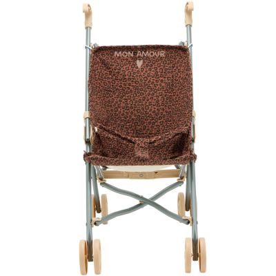 Poussette pour poupée Gaze Léopard Marron (personnalisable) Atelier Wagram