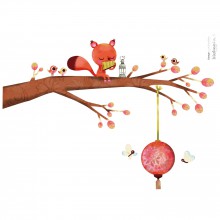 Stickers A3 ecureuil sur sa branche by Lucie Brunellière (29,7 x 42 cm)  par Lilipinso