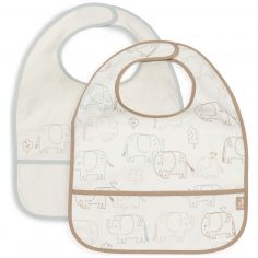 Lot de 2 bavoirs plastifiés Elephant Tales - Jollein