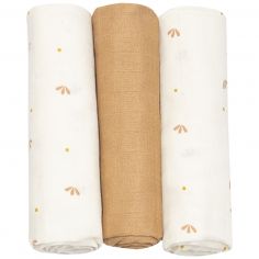 Lot de 3 langes en mousseline Gatsby écru (70 x 70 cm) - Trois Kilos Sept