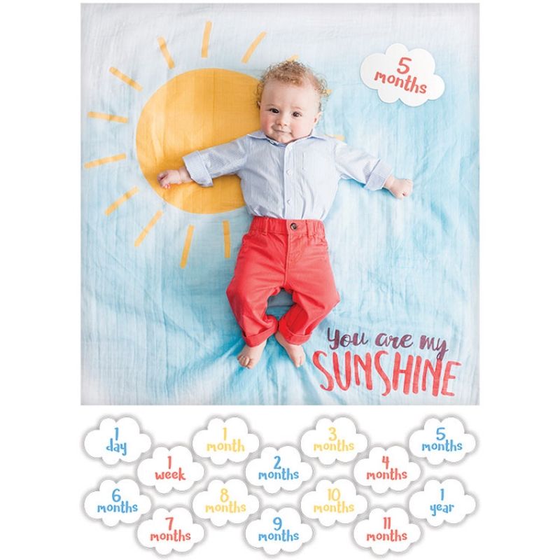 Maxi lange avec cartes étapes de bébé You are my sunshine (7 cartes recto verso) Lulujo