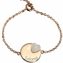 Bracelet Lovely médaille coeur (plaqué or jaune et nacre)  par Petits trésors