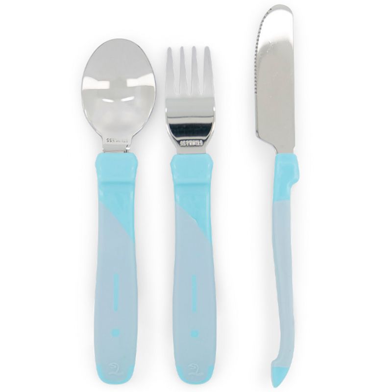 Set de 3 couverts en acier inoxydable bleu pastel Twistshake