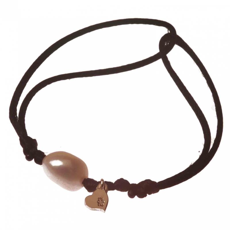 Bracelet cordon perle rose et motif au choix Loupidou
