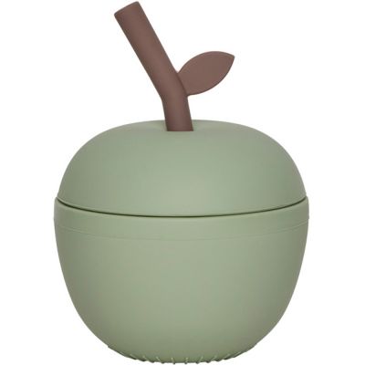 Tasse en silicone avec paille Pomme green  par OYOY Mini
