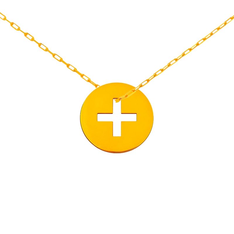 Mini bijou croix grecque sur chaîne (or jaune 18 carats) Maison La Couronne