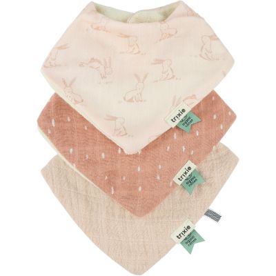 Lot de 3 bavoirs bandanas Rosy Rabbit  par Trixie