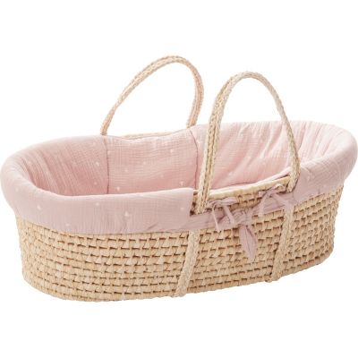 Couffin souple en osier Promenade bucolique rose clair  par Combelle