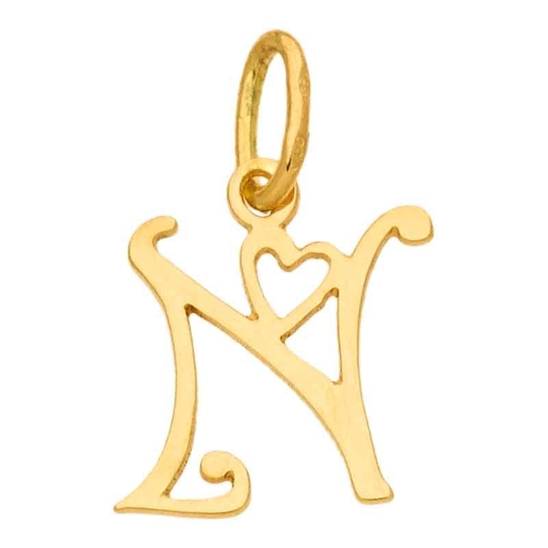 Pendentif initiale N (or jaune 750°) Berceau magique bijoux