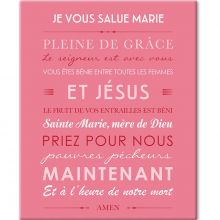 Tableau de prière Je vous salue Marie rose (33 x 41 cm)  par Mes Mots Déco