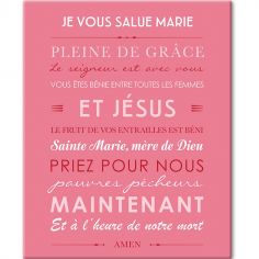 Tableau de prière Je vous salue Marie rose (33 x 41 cm)