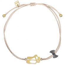 Bracelet cordon rose Mini Coquine ballerine (vermeil doré)  par Coquine