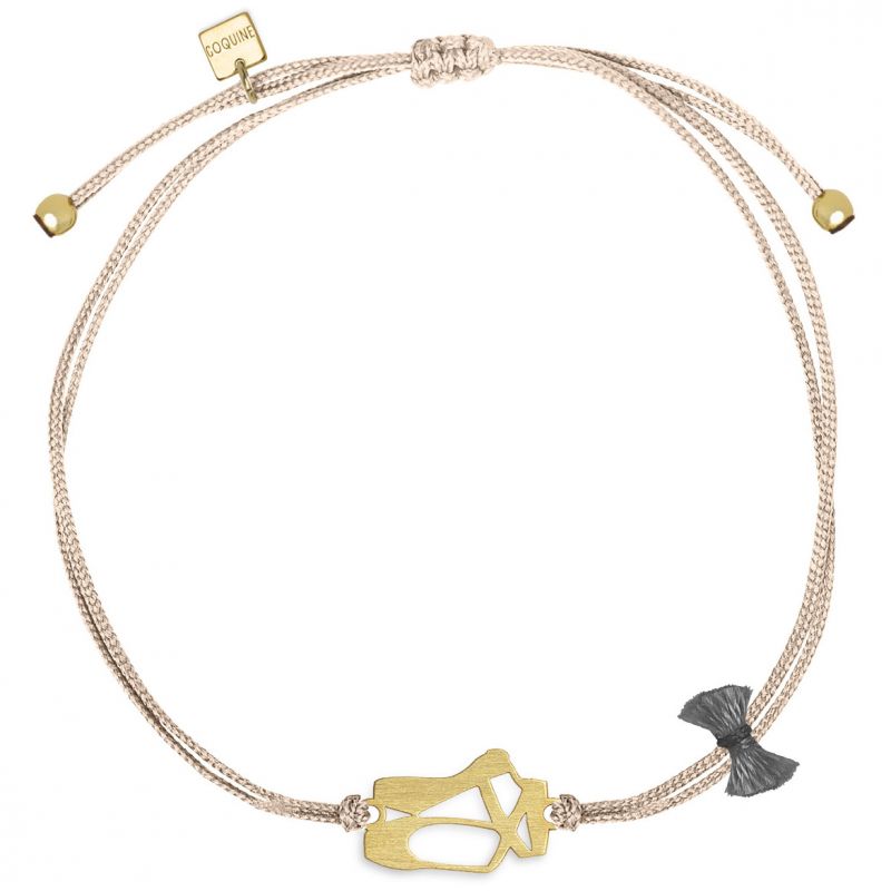 Bracelet cordon rose Mini Coquine ballerine (vermeil doré) Coquine