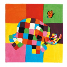 Tapis Elmer et le nounours perdu (100 x 100 cm)  par Petit Jour Paris